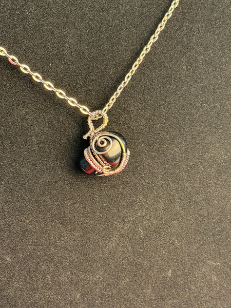 Woodland Mushroom Agate Necklace, Wire Wrapped Agate Mushroom Necklace