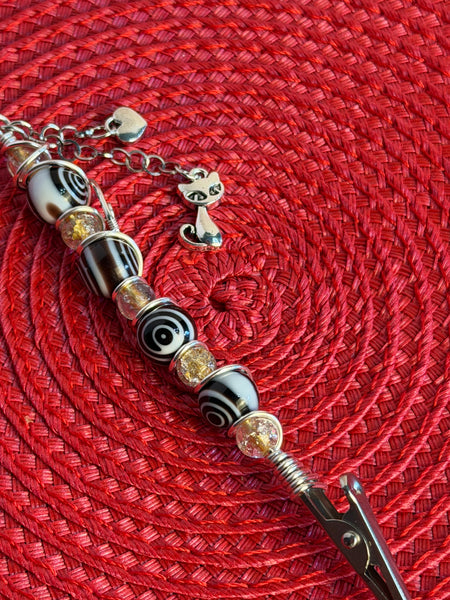 Silver Claws Glass Alligator Clip Pendant, bracelet buddy, roach clip