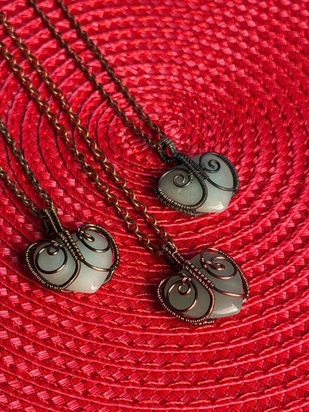 Whispering Heart Aventurine Wire Wrapped Necklace