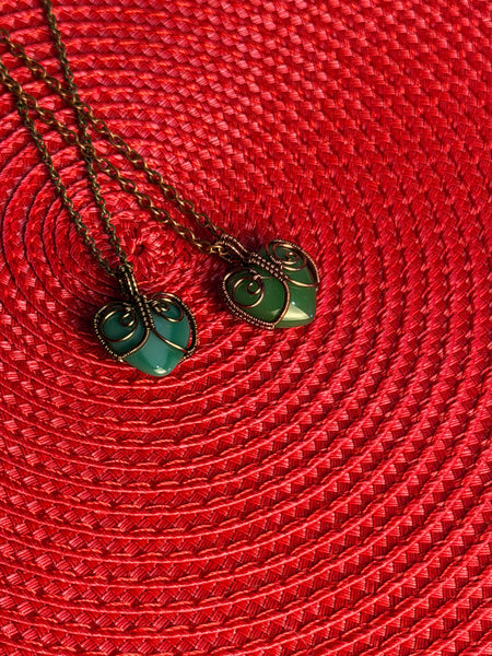 Whispering Heart Aventurine Wire Wrapped Necklace