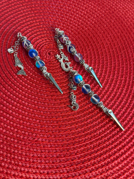 Sea Side Mermaid Alligator Clip Pendant, bracelet buddy, roach clip