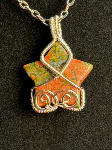 Woodland Star Vision Necklace, Wire Wrapped Ukanite Pendant