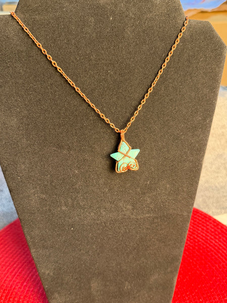 Soul Star Necklace, Blue Howlite Star Wire Wrapped Necklace