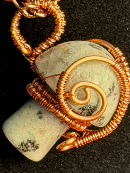 Mossglow Mushroom Necklace, Kiwi Jasper Mushroom Necklace, Kiwi Jasper Pendant