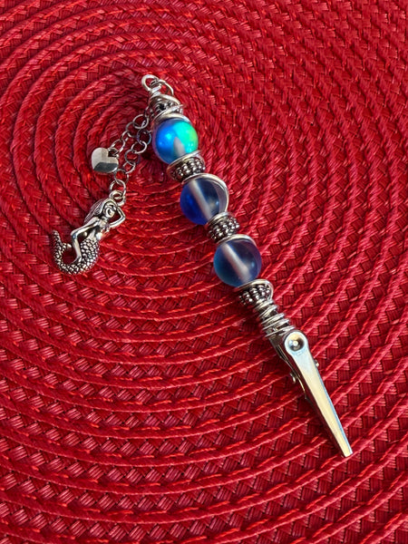 Sea Side Mermaid Alligator Clip Pendant, bracelet buddy, roach clip