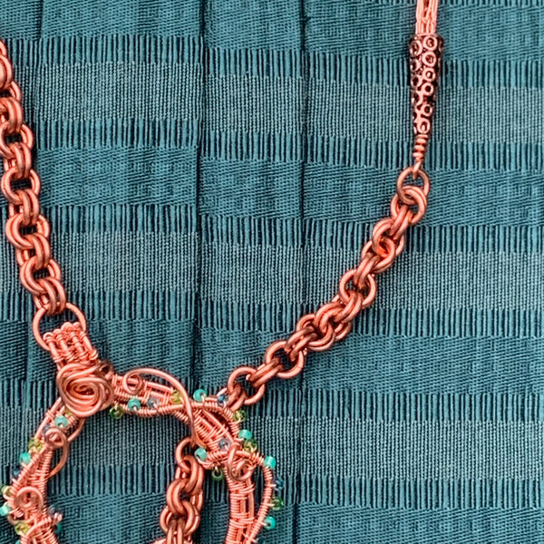 Copper Lariat Necklace with Quartz Point