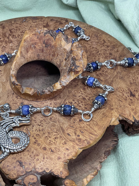 Dragon with Sodalite Beaded Chain Necklace