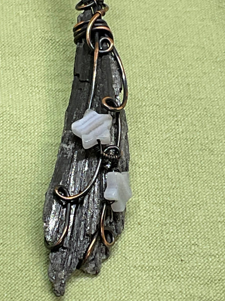 Black Kyanite Besom (Witches Broom) Pendant