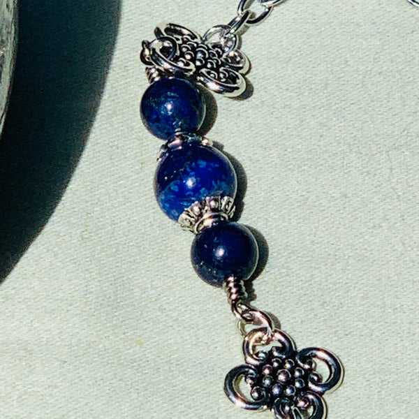 Lapis Lazuli Necklace with Slate and Scotticsh Thistle Focal