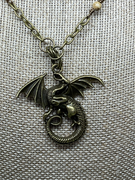 Dragon Necklace with Picture Jasper Chain