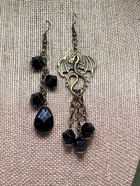 Large Dragon Earrings, Asymmetrical