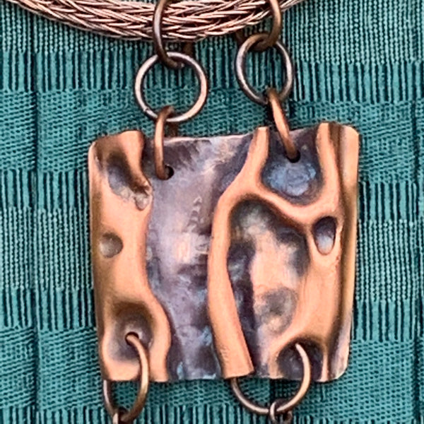 Hammered Copper with Lapis Lazuli & Citrine Necklace