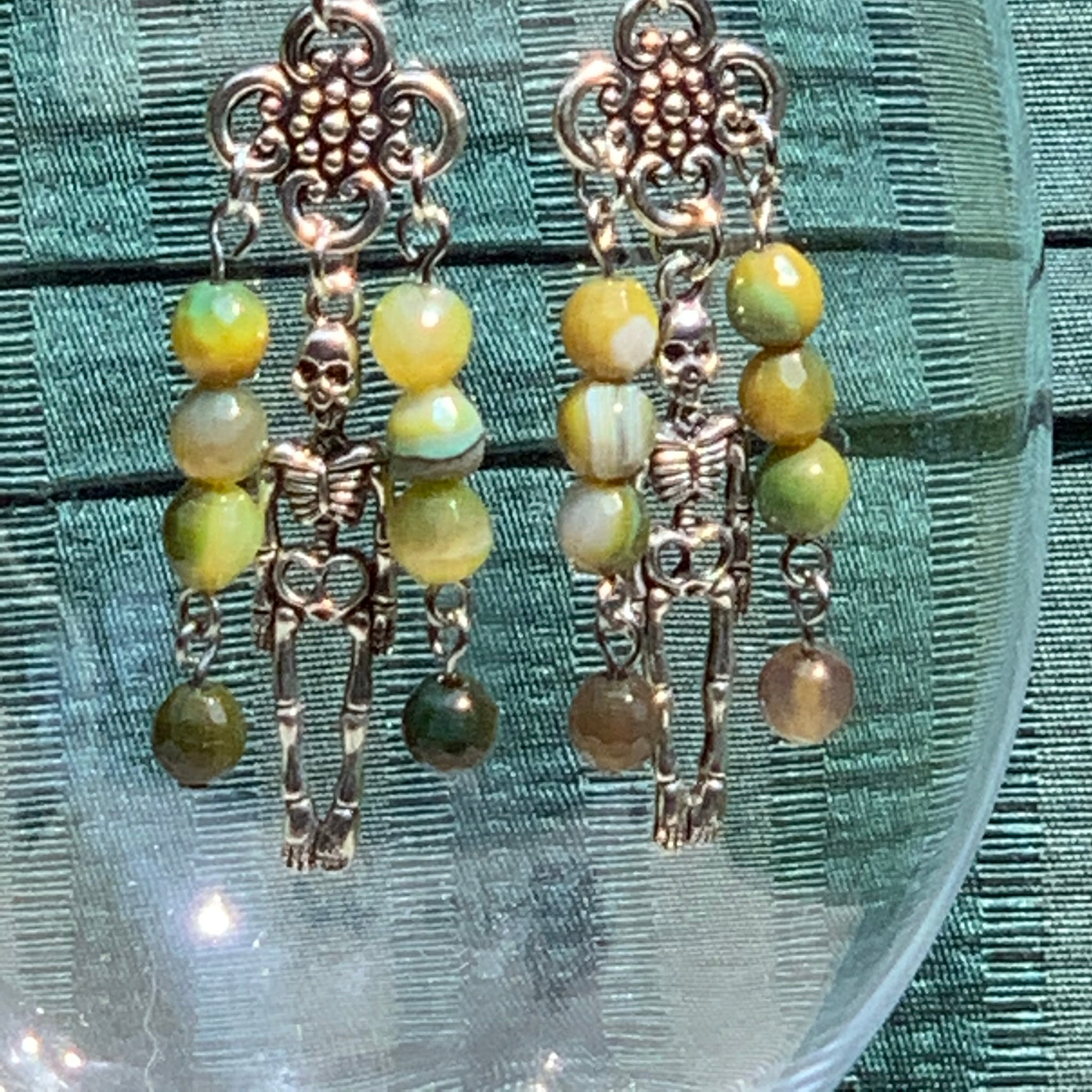 Skeleton Earrings with Gemstones