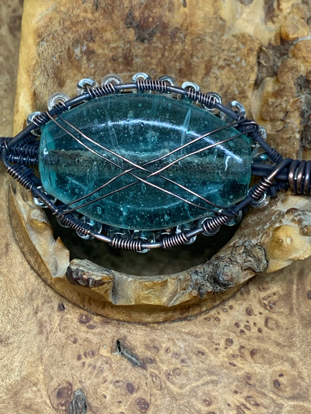 Woven Wire and Glass Alligator Clip Pendants