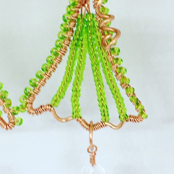 Beaded Leaf Earrings