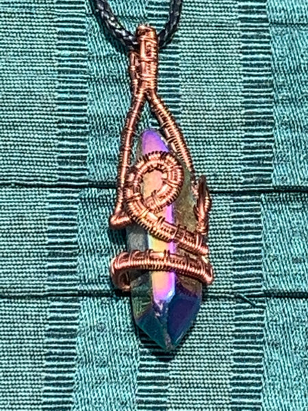 Woven Wire Quartz Point Pendant