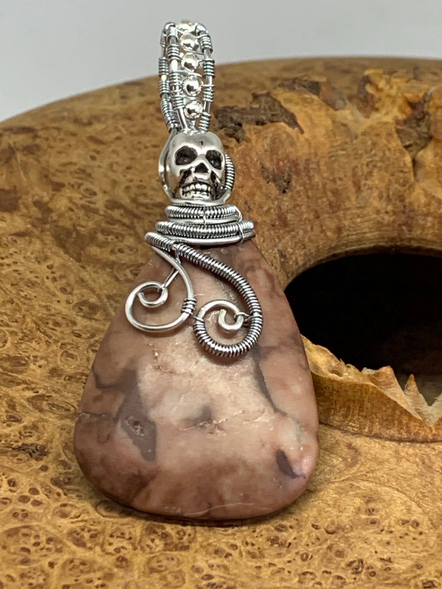 Zebra Stone with Skull Pendant