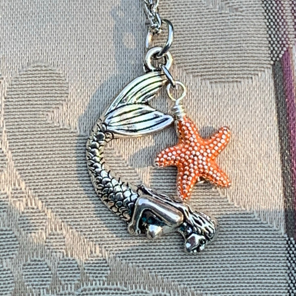 Diving Mermaid with Starfish Necklace