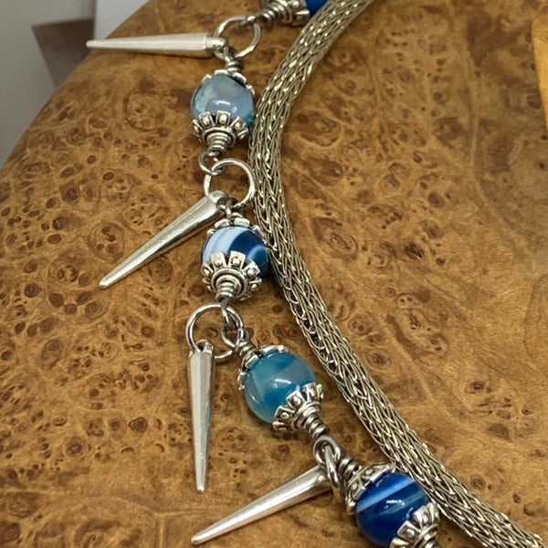 Dragon Vein Agate in Titanium Necklace