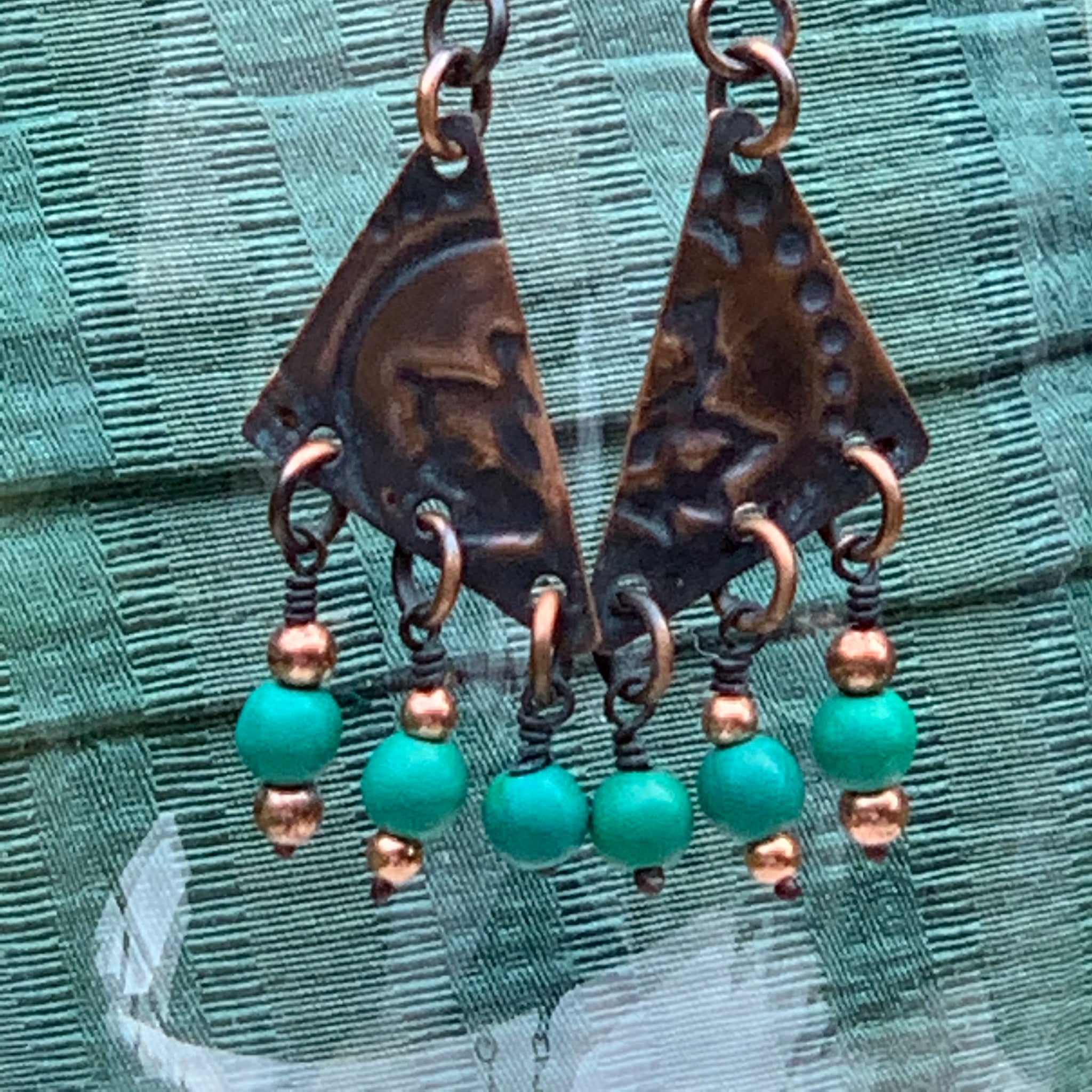 Pressed Copper and Magnesite Earrings