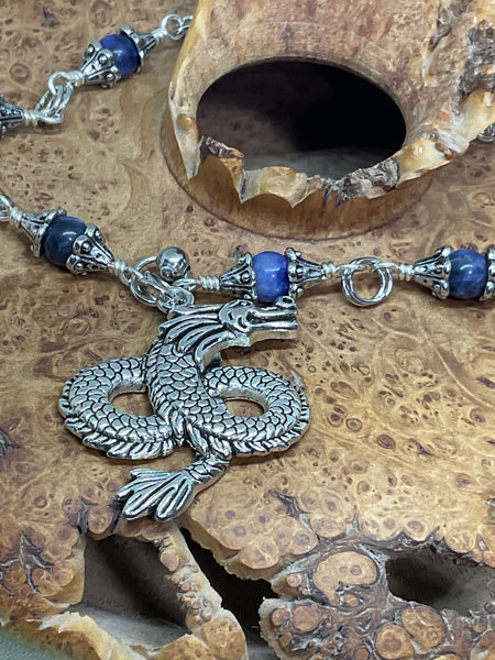 Dragon with Sodalite Beaded Chain Necklace