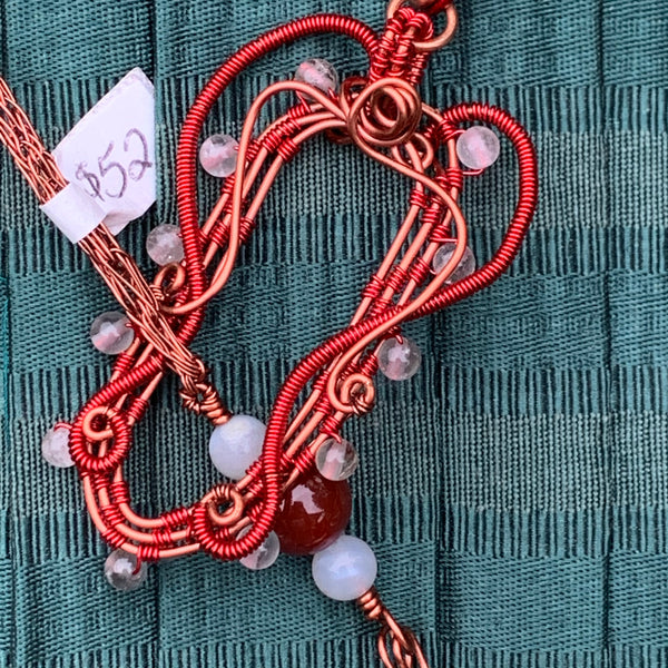 Lariat Necklace with Red Line Marble