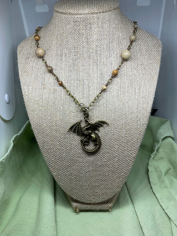 Dragon Necklace with Picture Jasper Chain