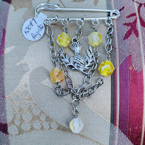 Kilt Pin with Charm and Stone Beads