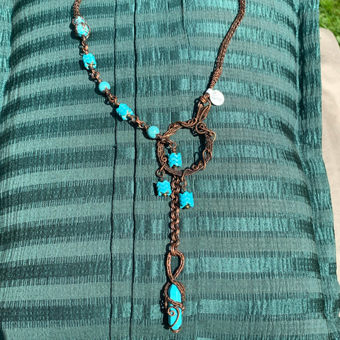 Turquoise & Howlite Lariat Necklace