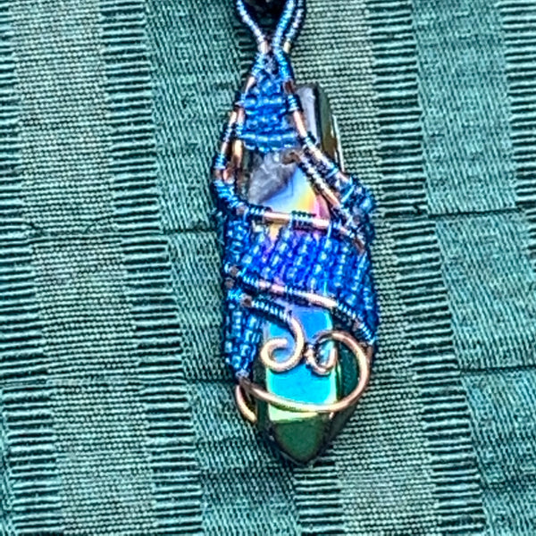 Woven Wire Quartz Point Pendant