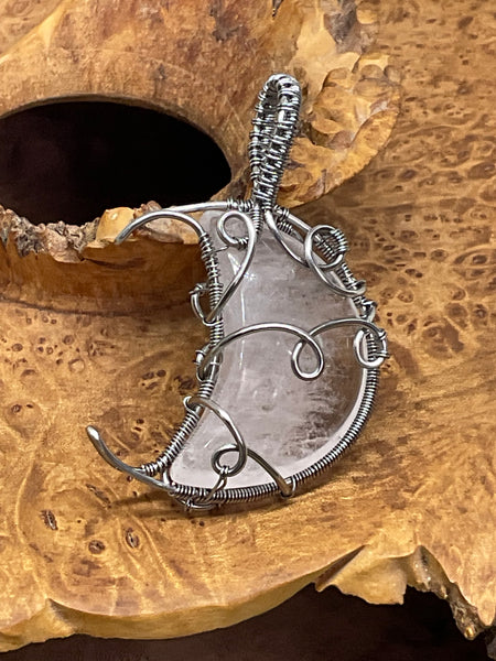 Quartz Crystal Crescent Moon Pendant