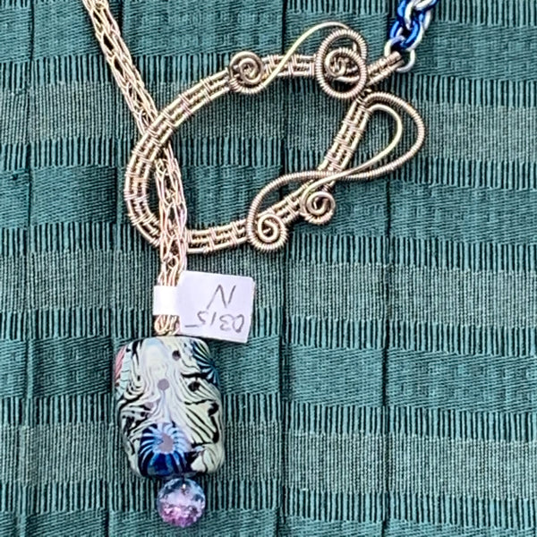 Lariat Necklace with Lampwork Focal